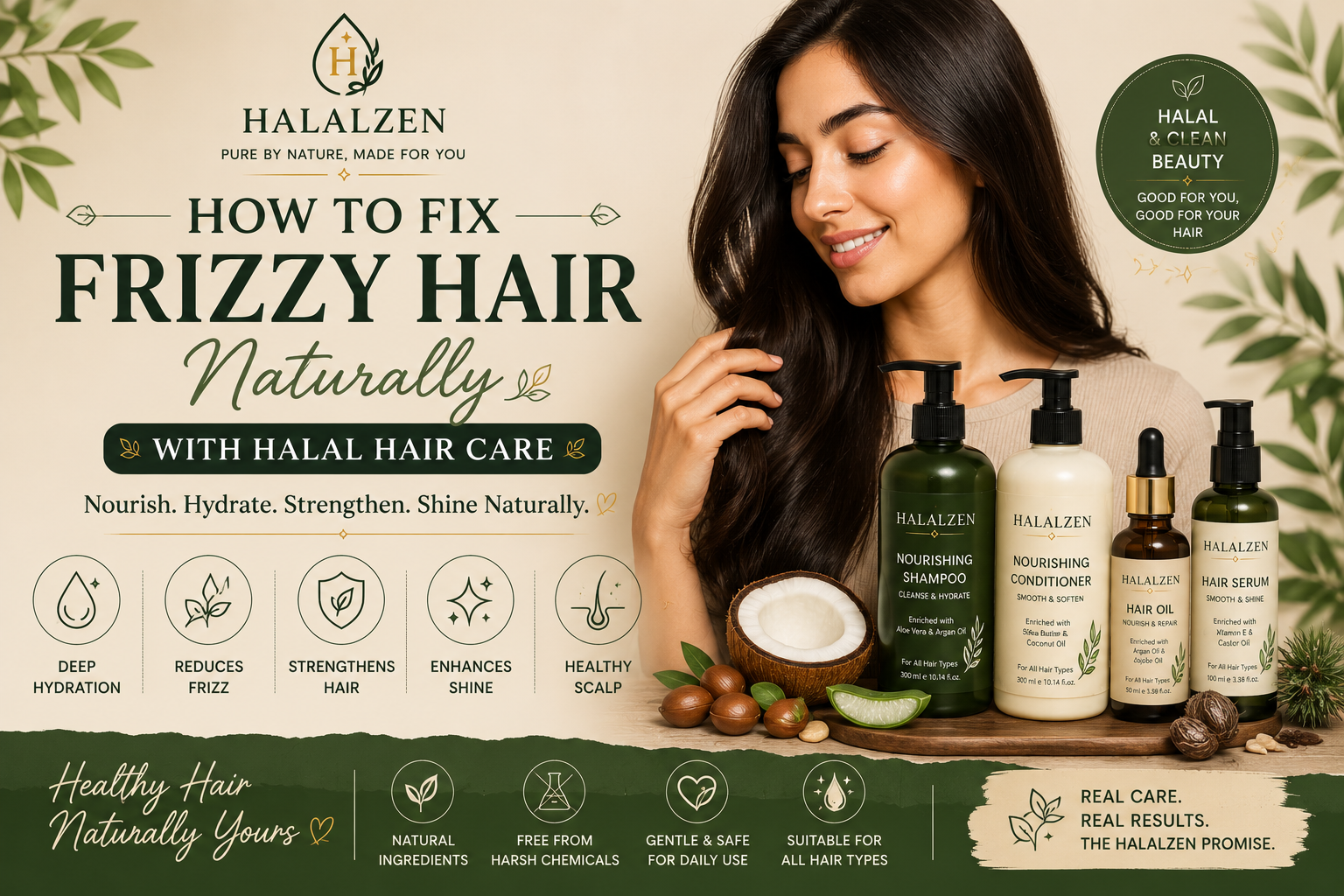 🌿 How to Fix Frizzy Hair Naturally with Halal Hair Care